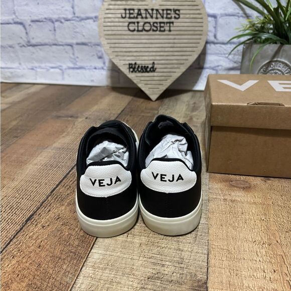 VEJA CAMPO CHROMEFREE LEATHER BLACK WHITE new with box main image 9